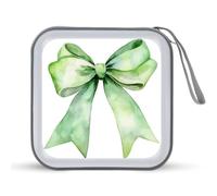 Jubonexis Watercolor Soft Green Ribbon Bow CD Case DVD Storage Case Portable for Car Home Travel