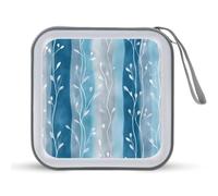 Jubonexis Watercolor Stripes with Silver Vines CD Case DVD Storage Case Portable for Car Home Travel