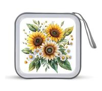 Jubonexis Watercolor Sunflower Bouquet CD Case DVD Storage Case Portable