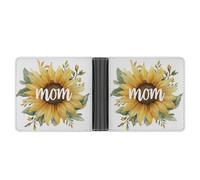 Jubonexis Watercolor Sunflower with Word Mom Soft PU Leather Bifold Wallet, Coin Purse Credit Pass Case, Durable Card-Holder Slim Billfold for Men Woman Money Storage