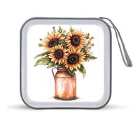 Jubonexis Watercolor Sunflowers Cottagecore CD Case DVD Storage Case Portable