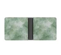 Jubonexis Watercolor Texture in A Muted Dusty Green Soft PU Leather Bifold Wallet, Coin Purse Credit Pass Case, Durable Card-Holder Slim Billfold for Men Woman Money Storage