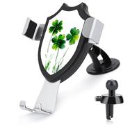 Jubonexis Watercolor Three Green Clovers Car Phone Holder Mount Triangle Clip Base Air Vent Cell Phone Car Mount Automotive Accessories for 4-6 Inches Cell Smartphones