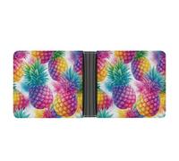Jubonexis Watercolor Tropical Pineapple Fruit Color Splash Soft PU Leather Bifold Wallet, Coin Purse Credit Pass Case, Durable Card-Holder Slim Billfold for Men Woman Money Storage