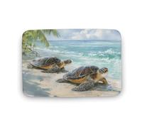 Jubonexis Watercolor Two Sea Turtles on The Beach Bathroom Door Rug Mat, Extra Soft Coral Velvet Floor Mat, Rapid Water Absorption Non Slip Comfortable Bath Rugs Mats 19.7"x31.5"