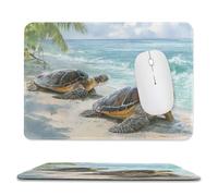 Jubonexis Watercolor Two Sea Turtles on The Beach Mouse Pad, Small Office Computer Mouse Pads for Desk Laptop with Non-Slip Rubber Base Mouse Mat, Gaming Mouse Pads