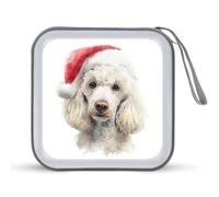 Jubonexis Watercolor White Dog Wearing A Santa Hat CD Case DVD Storage Case Portable for Car Home Travel