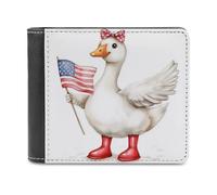 Jubonexis Watercolor White Goose Red Rubber Boots Soft PU Leather Bifold Wallet, Coin Purse Credit Pass Case, Durable Card-Holder Slim Billfold for Men Woman Money Storage