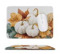 Jubonexis Watercolor White Pumpkins And Fall Leaves Mouse Pad, Small Office Computer Mouse Pads for Desk Laptop with Non-Slip Rubber Base Mouse Mat, Gaming Mouse Pads