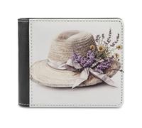 Jubonexis Watercolor Wide-Brimmed Hat Soft PU Leather Bifold Wallet, Coin Purse Credit Pass Case, Durable Card-Holder Slim Billfold for Men Woman Money Storage