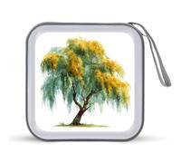 Jubonexis Watercolor Willow Tree CD Case DVD Storage Case Portable for Car Home Travel