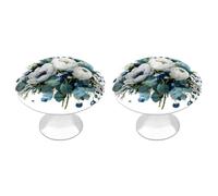Jubonexis Watercolor Winter Floral Bouquet Greenery Blue Berries Round Drawer Cabinet Knobs Handles with Screws,2 Pcs, Drawer Dresser Knob Pulls Decor for Wardrobe Cupboard Home Office Kitchen