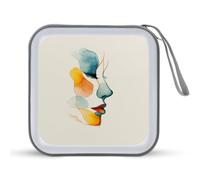 Jubonexis Watercolor Woman Face Minimalist CD Case DVD Storage Case Portable