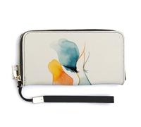 Jubonexis Watercolor Woman Face Minimalist PU Leather Clutch Long Bifold Wallet, Coin Purse Credit Pass Case, Durable Card-Holder Money Storage for Women Men