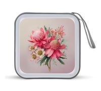 Jubonexis Watercolour Pink Flowers CD Case DVD Storage Case Portable for Car Home Travel