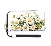 Jubonexis Watering Can with Daisy Bouquet Watercolor PU Leather Clutch Long Bifold Wallet, Coin Purse Credit Pass Case, Durable Card-Holder Money Storage for Women Men