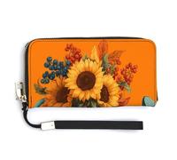 Jubonexis Watering Can with Sunflowers PU Leather Clutch Long Bifold Wallet, Coin Purse Credit Pass Case, Durable Card-Holder Money Storage for Women Men