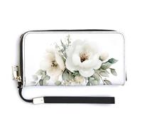 Jubonexis Welcome Little One White Florals PU Leather Clutch Long Bifold Wallet, Coin Purse Credit Pass Case, Durable Card-Holder Money Storage for Women Men
