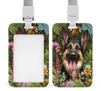 Jubonexis Whimsical German Shepherd Dog ID Badge Holder Retractable Clip Card Holder Card Protector Name Badge Name Tag for Work Office Doctor Nurse