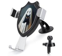 Jubonexis Whimsical Ghost in A White Sheet Holding Cat Car Phone Holder Mount Triangle Clip Base Air Vent Cell Phone Car Mount Automotive Accessories for 4-6 Inches Cell Smartphones