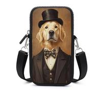 Jubonexis Whimsical Golden Retriever As A Gentleman Crossbody Mobile Phone Bag Smartphone Bag With Adjustable Strap