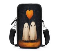 Jubonexis Whimsical Halloween Ghost Couple Crossbody Mobile Phone Bag Smartphone Bag With Adjustable Strap black