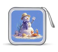 Jubonexis Whimsical Snowman Waving on Beach CD Case DVD Storage Case Portable for Car Home Travel