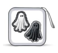 Jubonexis White and Black Ghosts with Lace CD Case DVD Storage Case Portable for Car Home Travel