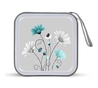 Jubonexis White and Blue Daisies CD Case DVD Storage Case Portable for Car Home Travel