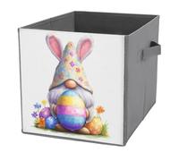 Jubonexis White Beard Gnome Holding A Easter Egg Cube Storage Bins Storage Cubes Foldable Decorative Fabric Storage Baskets Home Organizers with Handles for Shelves,Closet, 27x27 CM
