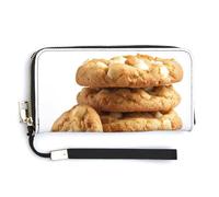 Jubonexis White Chocolate Chip Cookie Stack PU Leather Clutch Long Bifold Wallet, Coin Purse Credit Pass Case, Durable Card-Holder Money Storage for Women Men