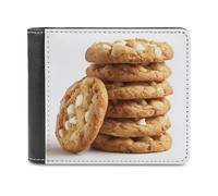 Jubonexis White Chocolate Chip Cookie Stack Soft PU Leather Bifold Wallet, Coin Purse Credit Pass Case, Durable Card-Holder Slim Billfold for Men Woman Money Storage