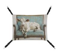 Jubonexis White Cow Lying on Couch Rustic Farmhouse Breathable Pet Hammock with Adjustable Straps Reversible Cat Hanging Bed Dog Mats