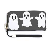 Jubonexis White Cute Cartoon Ghosts PU Leather Clutch Long Bifold Wallet, Coin Purse Credit Pass Case, Durable Card-Holder Money Storage for Women Men