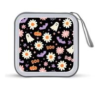 Jubonexis White Daisies Ghosts Boo CD Case DVD Storage Case Portable for Car Home Travel