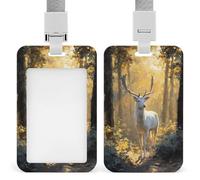 Jubonexis White Deer in The Forest ID Badge Holder Retractable Clip Card Holder Card Protector Name Badge Name Tag for Work Office Doctor Nurse