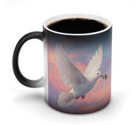 Jubonexis White Dove Carrying an Olive Branch Flying Color Changing Mugs Heat Changing Ceramic Coffee Mug Novelty Funny Tea Water Cup 11OZ