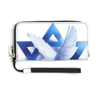 Jubonexis White Dove Flying Across The Star Minimalistic PU Leather Clutch Long Bifold Wallet, Coin Purse Credit Pass Case, Durable Card-Holder Money Storage for Women Men
