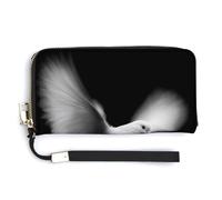 Jubonexis White Dove Flying in The Dark PU Leather Clutch Long Bifold Wallet, Coin Purse Credit Pass Case, Durable Card-Holder Money Storage for Women Men