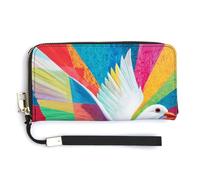 Jubonexis White Dove Holy Spirit Bright Colorful Modern PU Leather Clutch Long Bifold Wallet, Coin Purse Credit Pass Case, Durable Card-Holder Money Storage for Women Men