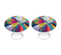 Jubonexis White Dove Holy Spirit Bright Colorful Modern Round Drawer Cabinet Knobs Handles with Screws,2 Pcs, Drawer Dresser Knob Pulls Decor for Wardrobe Cupboard Home Office Kitchen