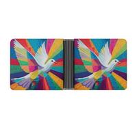 Jubonexis White Dove Holy Spirit Bright Colorful Modern Soft PU Leather Bifold Wallet, Coin Purse Credit Pass Case, Durable Card-Holder Slim Billfold for Men Woman Money Storage