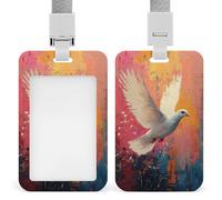 Jubonexis White Dove in Flight Graffiti ID Badge Holder Retractable Clip Card Holder Card Protector Name Badge Name Tag for Work Office Doctor Nurse