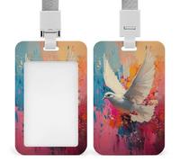 Jubonexis White Dove in Flight ID Badge Holder Retractable Clip Card Holder Card Protector Name Badge Name Tag for Work Office Doctor Nurse