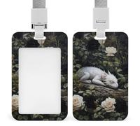 Jubonexis White Dragon Sleeping Forest Fantasy Art ID Badge Holder Retractable Clip Card Holder Card Protector Name Badge Name Tag for Work Office Doctor Nurse