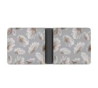 Jubonexis White Feathers Falling Soft PU Leather Bifold Wallet, Coin Purse Credit Pass Case, Durable Card-Holder Slim Billfold for Men Woman Money Storage