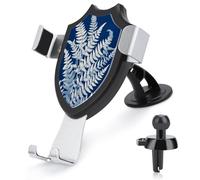 Jubonexis White Fern Leaves Deep Blue Car Phone Holder Mount Triangle Clip Base Air Vent Cell Phone Car Mount Automotive Accessories for 4-6 Inches Cell Smartphones