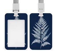 Jubonexis White Fern Leaves ID Badge Holder Retractable Clip Card Holder Card Protector Name Badge Name Tag for Work Office Doctor Nurse