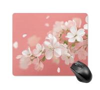 Jubonexis White Flowers And Petals Flying Mouse Pad, Small Office Computer Mouse Pads for Desk Laptop with Non-Slip Rubber Base Mouse Mat, Gaming Mouse Pads