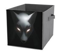 Jubonexis White Fox Mask Cube Storage Bins Storage Cubes Foldable Decorative Fabric Storage Baskets Home Organizers with Handles for Shelves,Closet, 27x27 CM